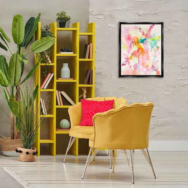 Stupell Abstract Watery Island Flowers Framed Floater Canvas Wall Art Design By Gemma Bardot