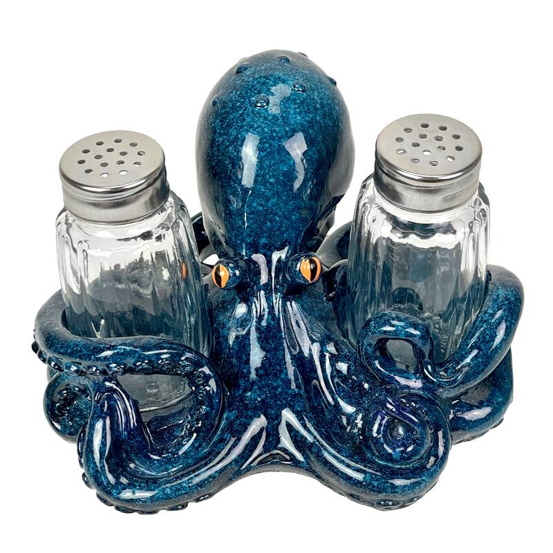 Octopus Salt And Pepper Shaker Set Coastal Dining Decor - 3.5 X 6 X 5.5 inches