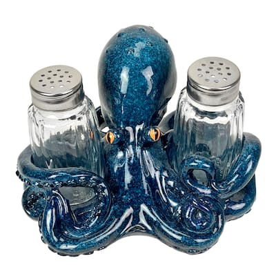 Octopus Salt And Pepper Shaker Set Coastal Dining Decor - 3.5 X 6 X 5.5 inches