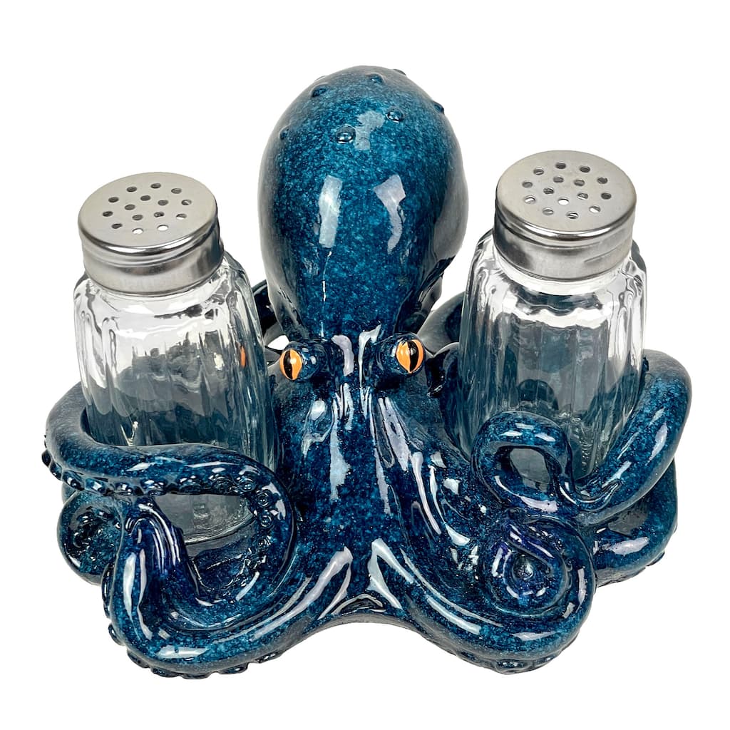 Octopus Salt And Pepper Shaker Set Coastal Dining Decor - 3.5 X 6 X 5.5 inches