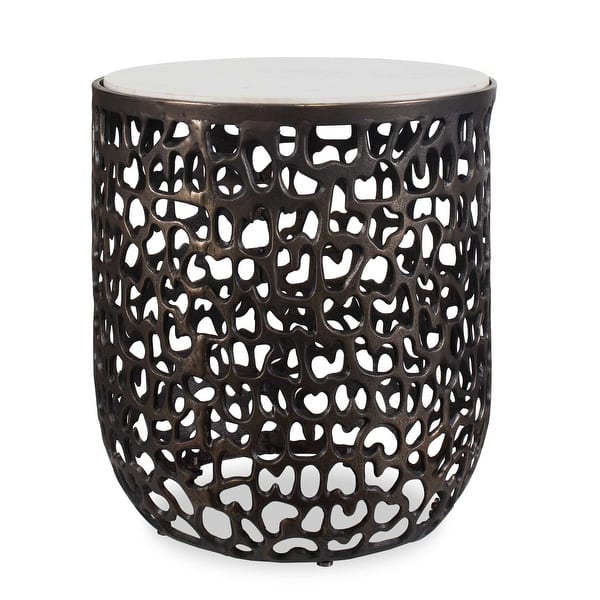 slide 2 of 5, Uttermost Sabena White Marble Outdoor Side Table