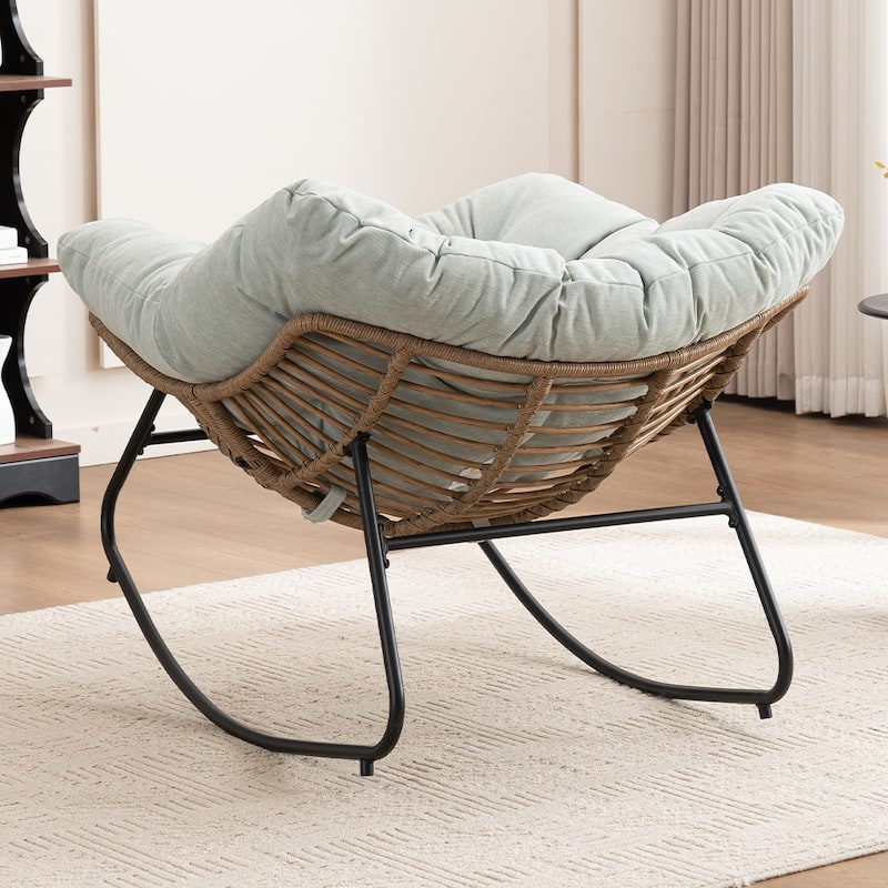 Rocking Chair, Chenille Upholstered Accent Chair, Modern Nursery Rocking Chair for Living Room, Bedroom, Apartment