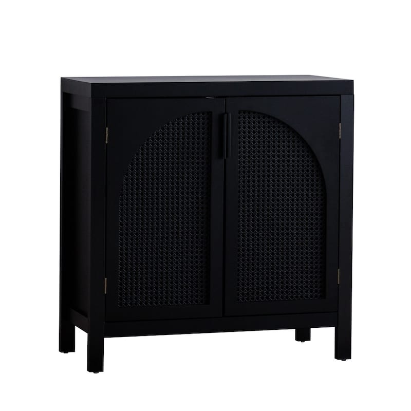 Modern Accent Sideboard Buffet Cabinet with Rattan Doors and Adjustable Internal Shelf