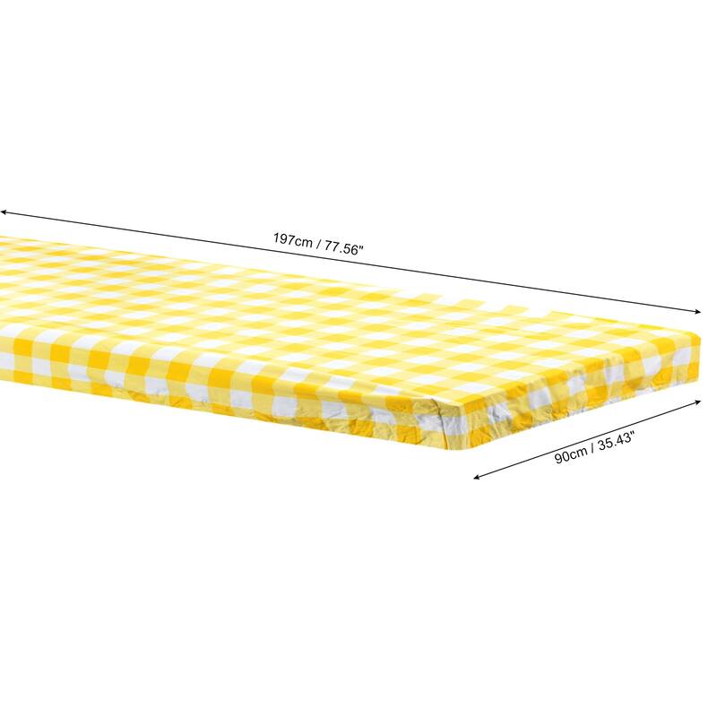 Picnic Table Cover PVC Vinyl Fitted 6ft Tablecloth w Flannel Backing - 197 x 90 cm