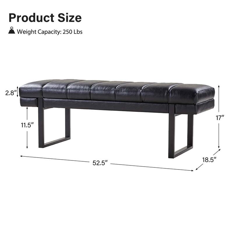 Laurens Modern 52.5'' Channel Tufted Bench with Mental Legs by HULALA HOME