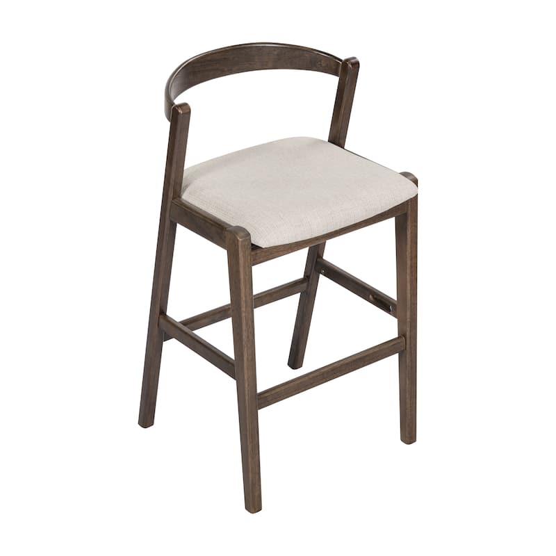 Christopher Knight Home - Ravenswood Rubber Wood Bar Stool with Fabric Upholstered Cushion（Set of 2）