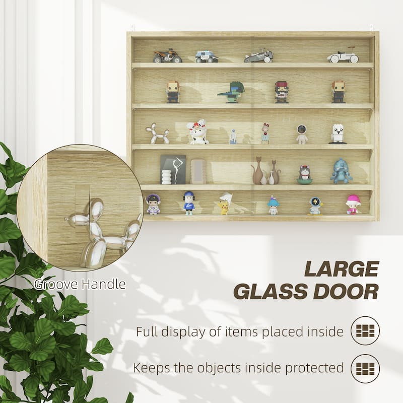 Particleboard Wall-Mounted Display Cabinet with Glass Doors - 31.5" W x 3.7" D x 23.6" H