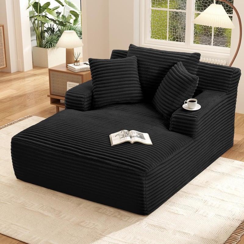 Rossetta Corduroy Upholstered Modern Oversized Chaise Lounge Chair