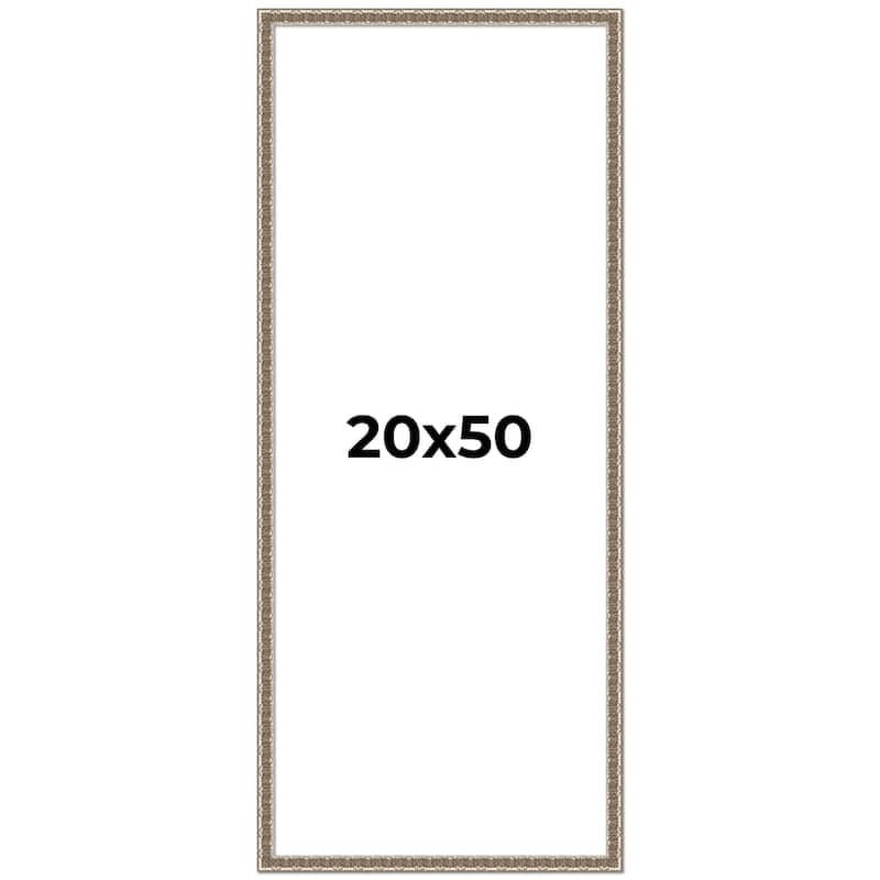 20x50 Frame Silver Versailles Ornate Solid Wood Picture Frame | 1 Inch