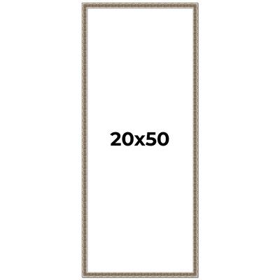 20x50 Frame Silver Versailles Ornate Solid Wood Picture Frame | 1 Inch