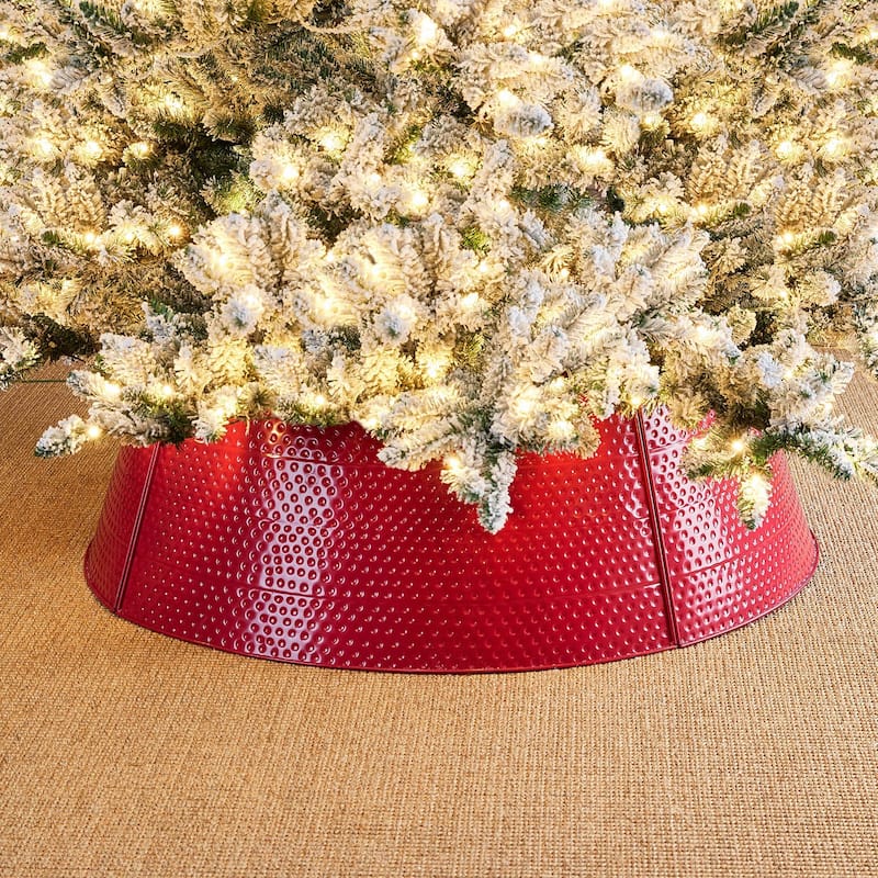 Glitzhome 40.5"D Christmas Hammered Metal Tree Collars
