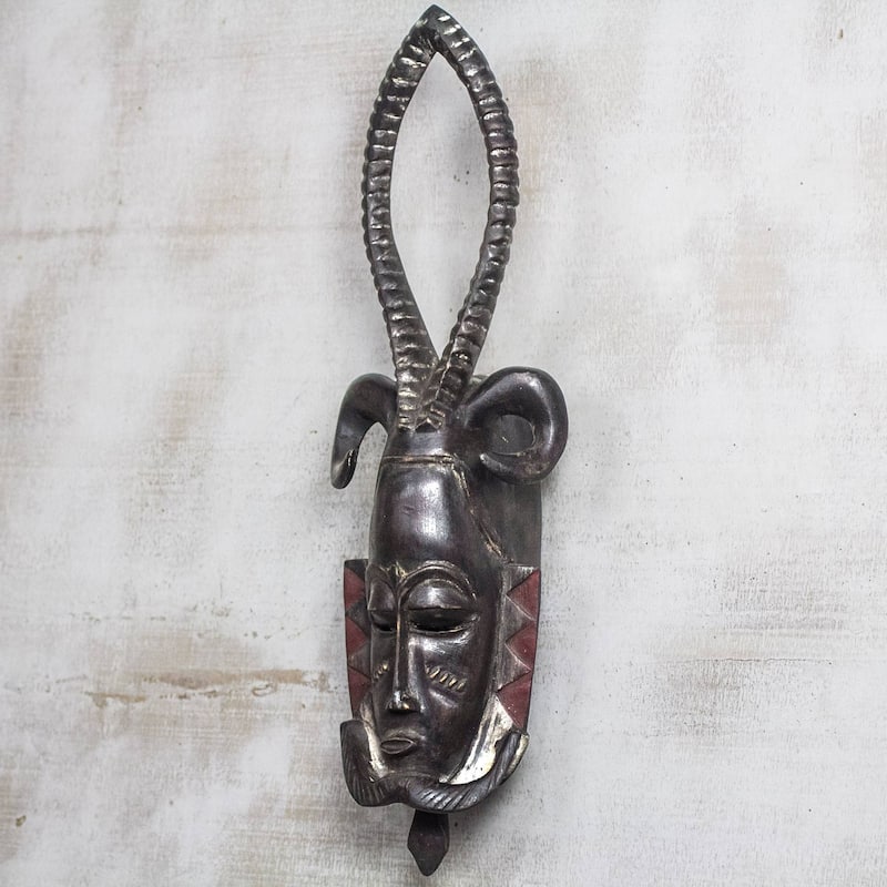 Handmade Bravery of the Goat Ivoirian wood mask (Ghana)