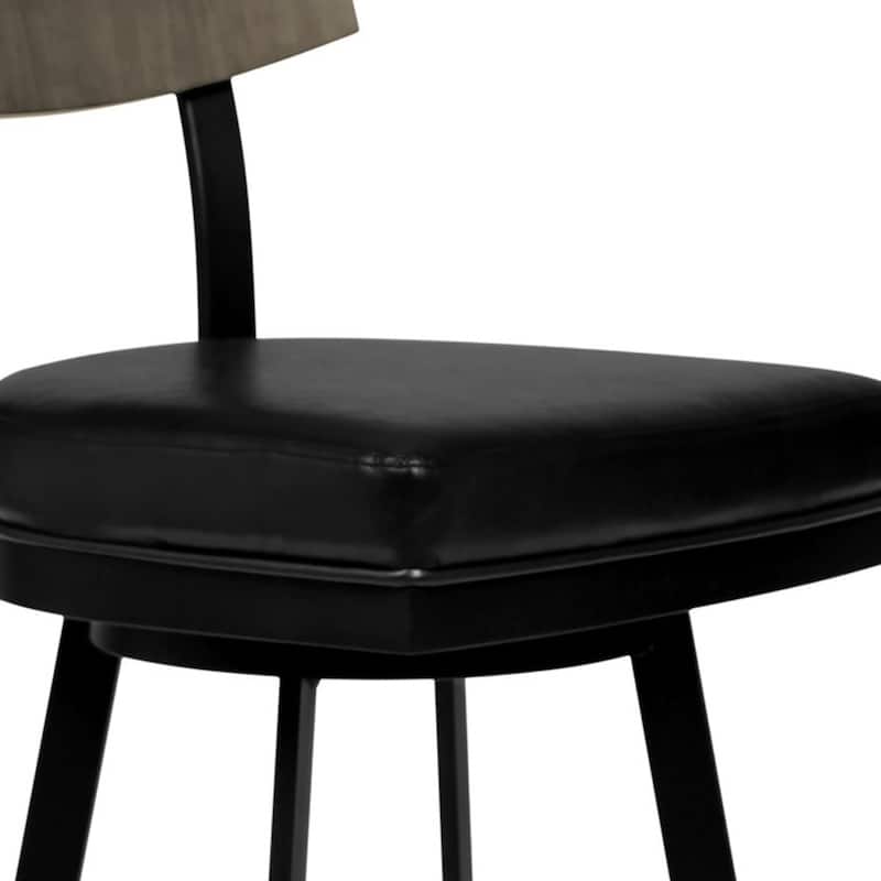 30" Modern Black Fabric Bar Stool with Matte Iron Frame and Footrest Wooden Back Support for Kitchen - 40”H x 19”W x 24”D