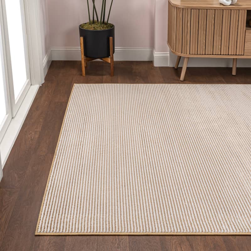 JONATHAN Y Athens Modern Minimalist Pinstripe High-Low Rug