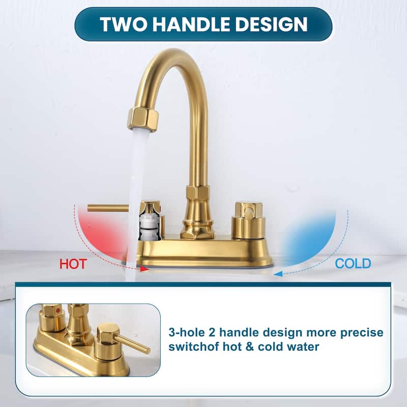 WOWOW 4-inch Dual Handle Bathroom Sink Faucet in Modern