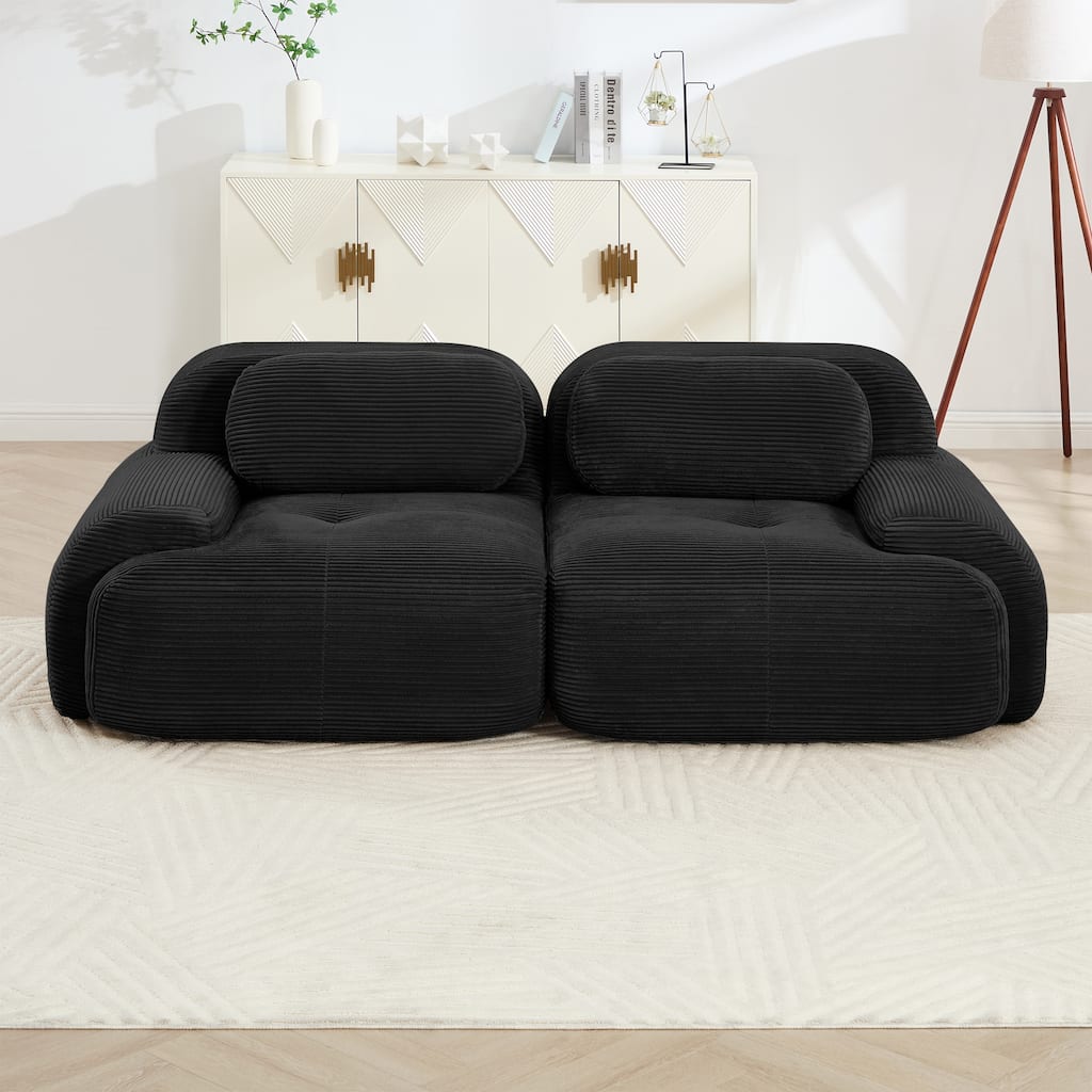 Sectional Sofa Couch Modular Sofa Couch for Living Room, Rustic Loveseat 2-Seater Sofa Couch Black Settee
