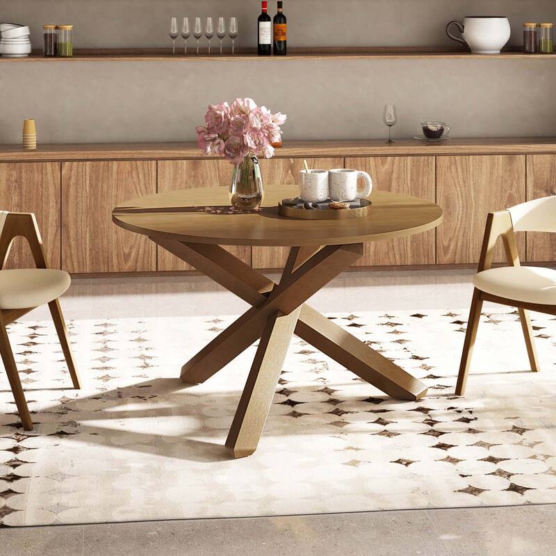Costway 47" Round Dining Table with Solid Acacia Wood Legs for 4-6 - See Details