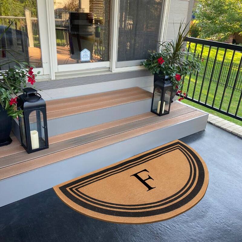 A1HC Natural Coir Flock Beige 30 in x 60 in Coir & PVC Durable Door Mat for Outdoor Entrance Monogrammed Doormat