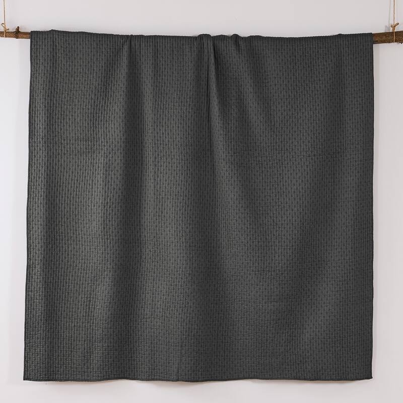 Cross Stitch Charcoal Full/Queen Quilt Set - Levtex Home