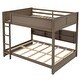 preview thumbnail 7 of 10, Queen over Queen Bunk Bed with Storage Cabinets and USB Ports, Antique Wood