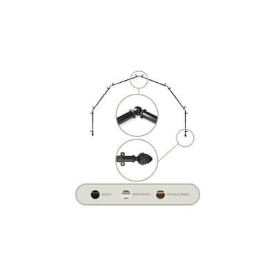 Bay Window Curtain Rod - 6-Sided Corner Rods, Black Drapery Hardware - 13/16 Inch Single Rod - M
