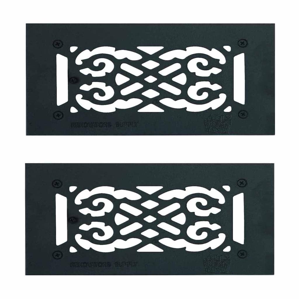 Black Floor Heat Register Louver Vent Victorian Cast 4 x 8 Duct Pack of 2 Renovators Supply