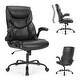 preview thumbnail 15 of 19, Ergonomic High Back Office Chair, Swivel Task Chair with Adjustable Flip-up Armrest, PU Leather Computer Desk Chairs with Wheels Black