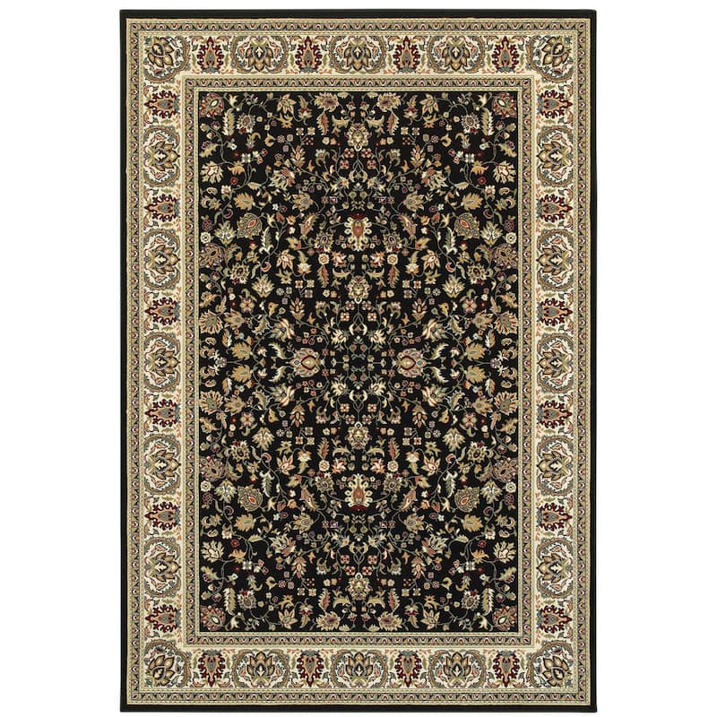 Guyancourt Black Ivory Oriental Traditional Area Rug