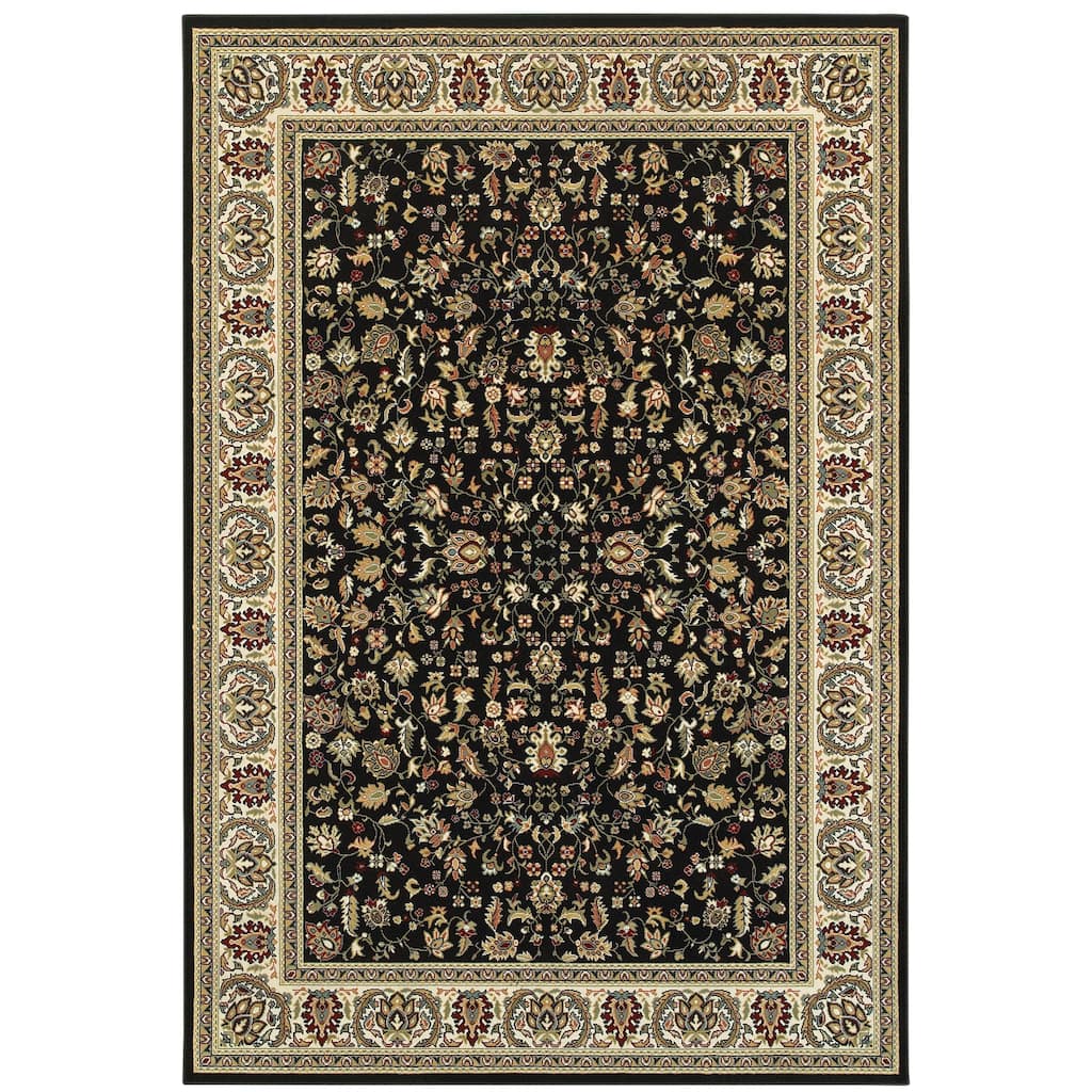 Guyancourt Black Ivory Oriental Traditional Area Rug