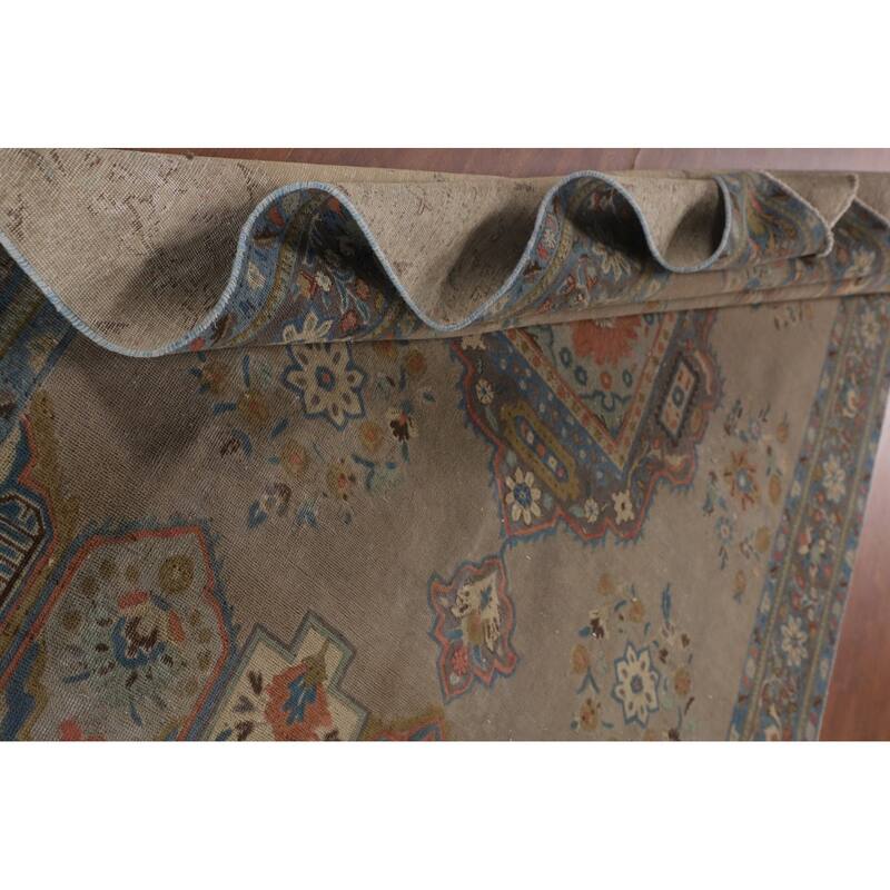 Brown Geometric Bakhtiari Persian Vintage Rug Handmade Wool Carpet - 6'9"x 9'4"