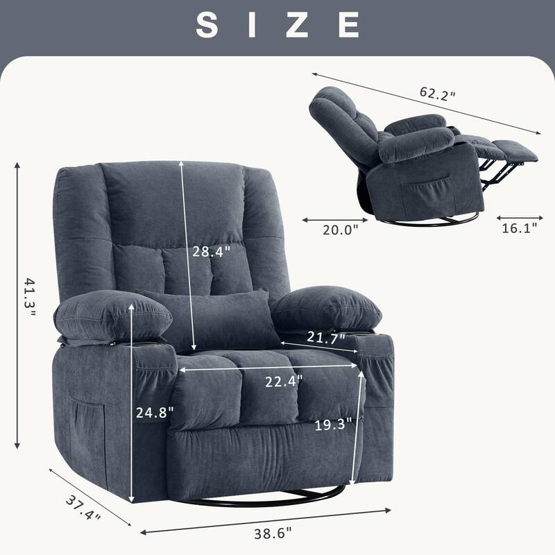Ergonomic Lounge Chair with Vibration Massage Heat and Rocking