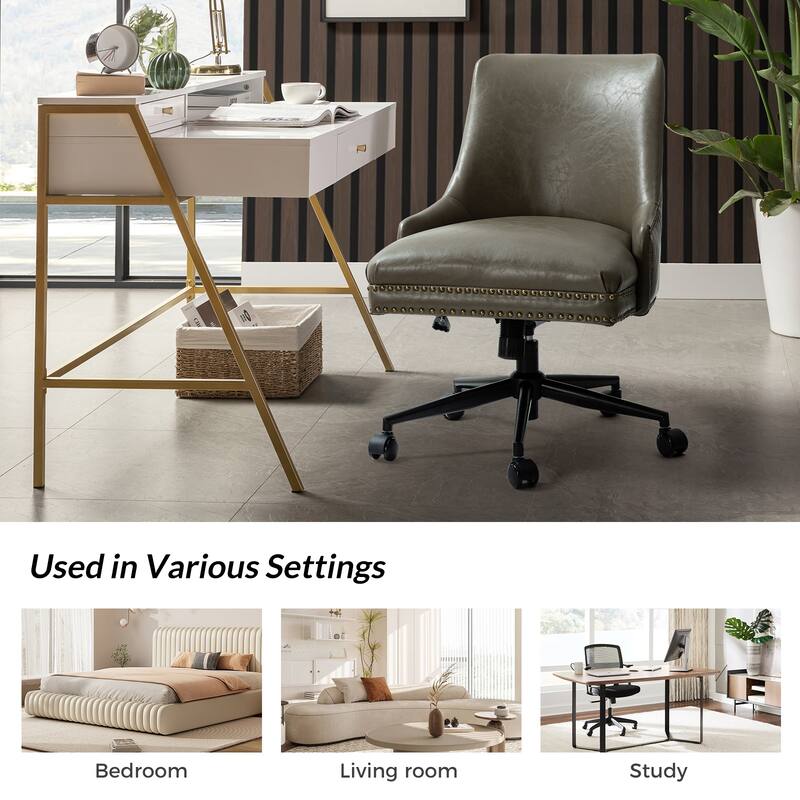 Sonia Modern Faux Leather Task Chair with Height-adjustable by HULALA HOME