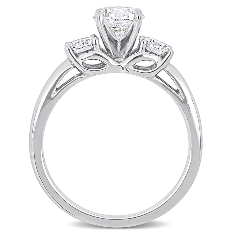 Miadora 14k White Gold 1 1/4ct TDW Diamond 3-Stone Classic Engagement Ring