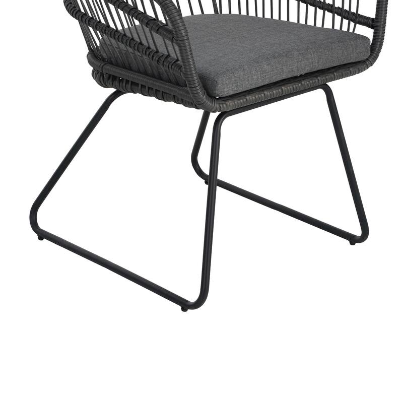 Lemere Outdoor Wicker Dining Chair with Cushion (Set of 2) by Christopher Knight Home