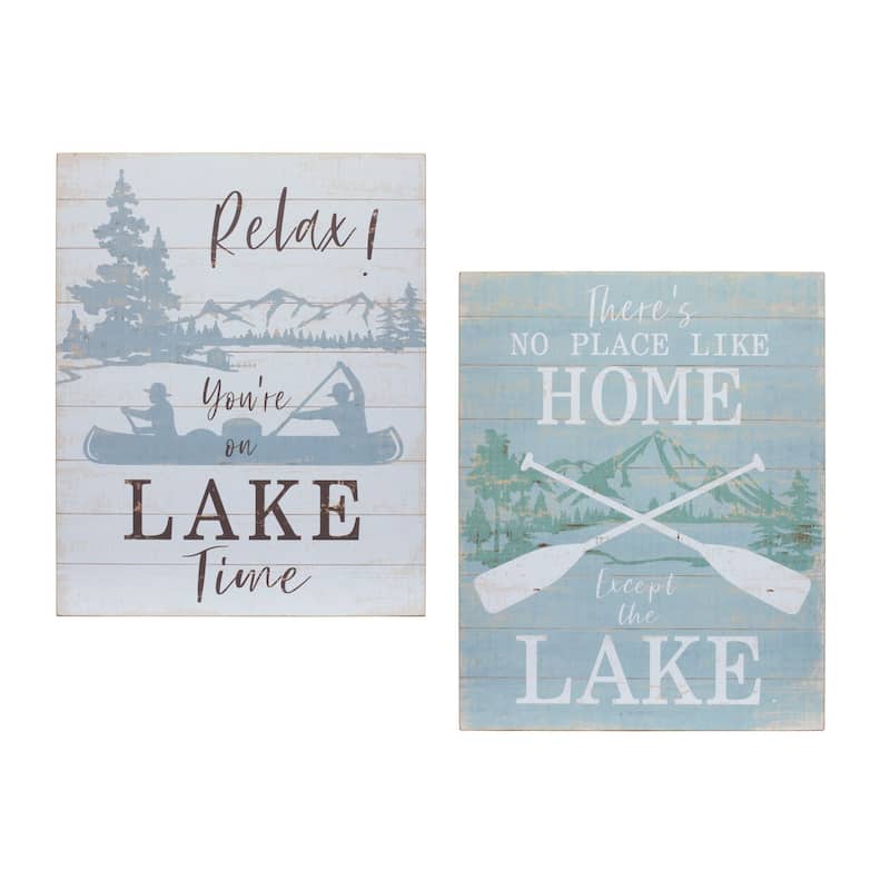 Lake Life Sentiment Rectangular Wall Sign - 20" - Set of 2