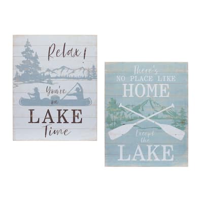 Lake Life Sentiment Rectangular Wall Sign - 20" - Set of 2