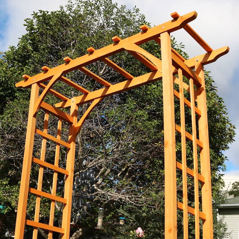 Sunnydaze Wooden Garden Arbor Trellis Arch for Plants - Outdoor Archway - 78" H