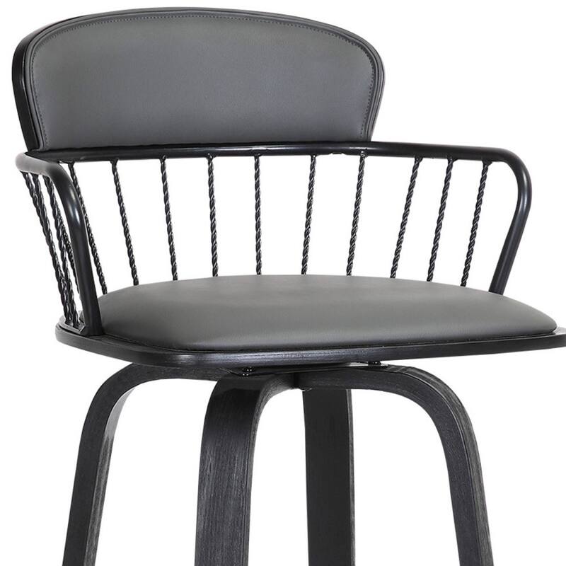 Faux Leather Counter Height Bar Chair with Arms, Swivel and Footrest