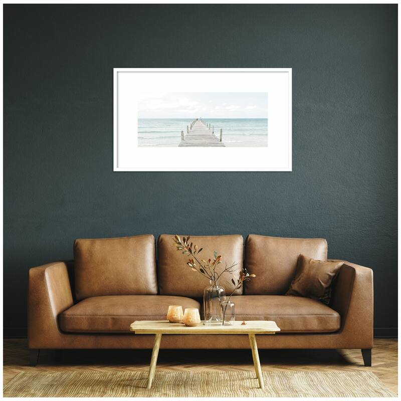 Kate and Laurel Wooden Pier On The Beach by Amy Peterson Framed Wall Art Print