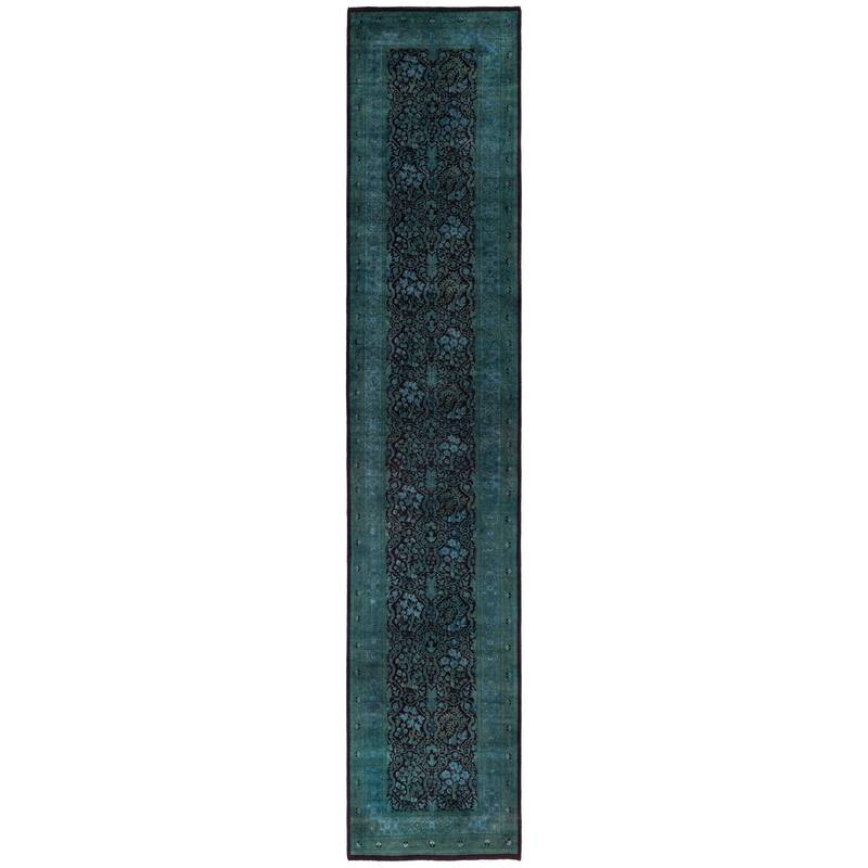 Overdyed One-of-a-Kind Hand-Knotted Area Rug - Red - 2' 7" x 12' 6"