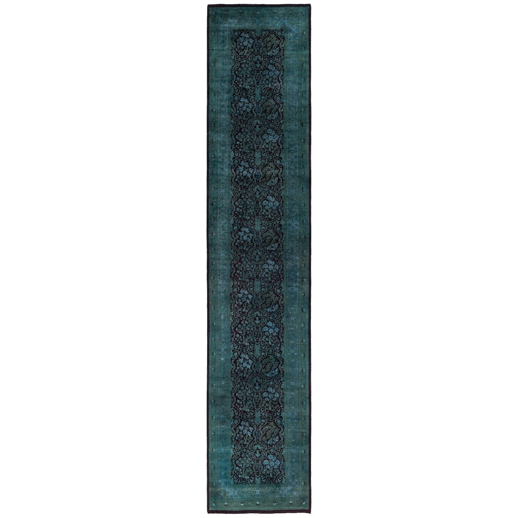 Overdyed One-of-a-Kind Hand-Knotted Area Rug - Red - 2' 7" x 12' 6"