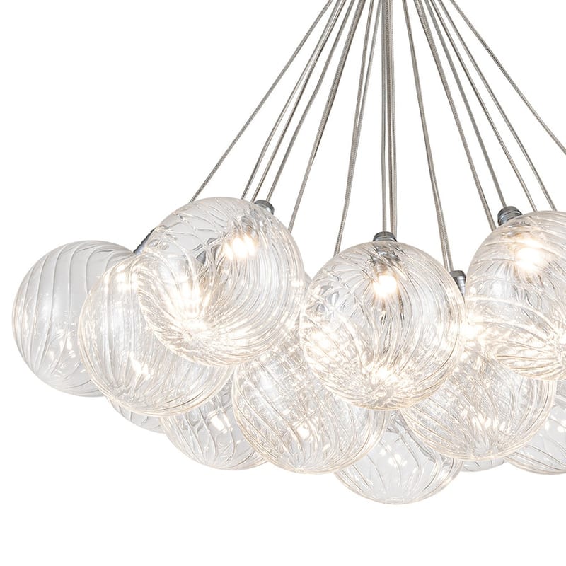 Contemporary Dimmable LED Cluster Glass Globe Chandelier - Chrome