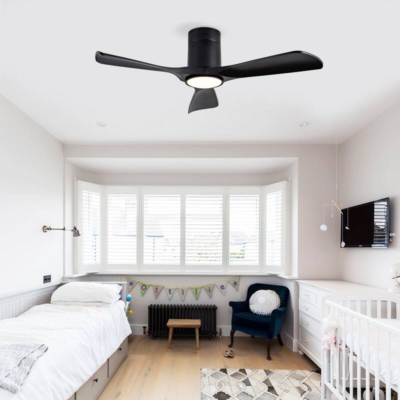 Ceiling Fan with Lights 42 Inch Flush Mount Ceiling Fan with Remote Control, ABS Blades Modern Ceiling Fans, Quiet DC Motor