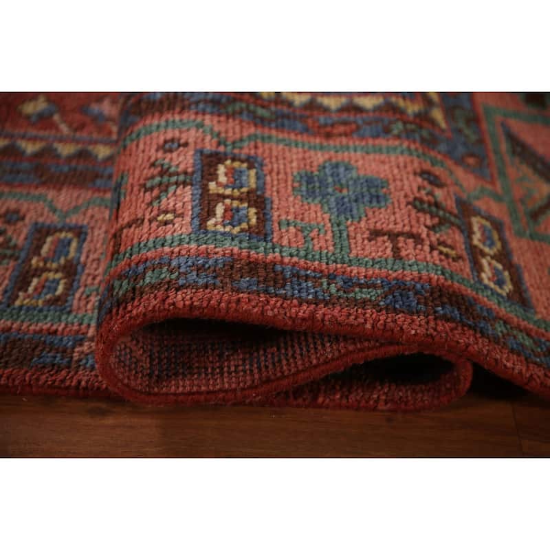 Geometric Orange Sirjan Area Rug Handmade Wool Carpet - 7'9"x 9'9"