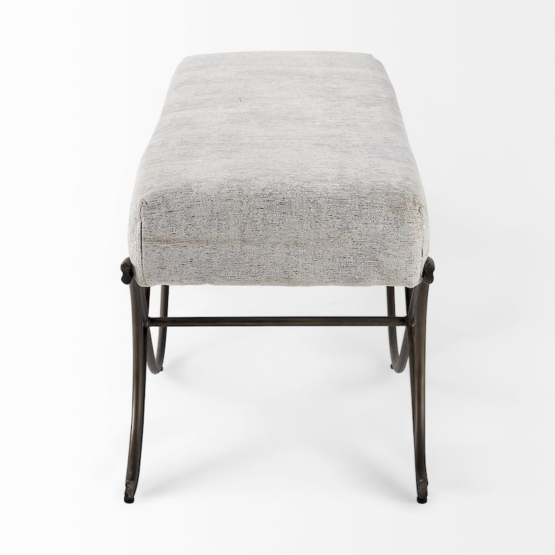 Ayla Gray Fabric Seat w/ Dark Nickel Metal Frame Bench