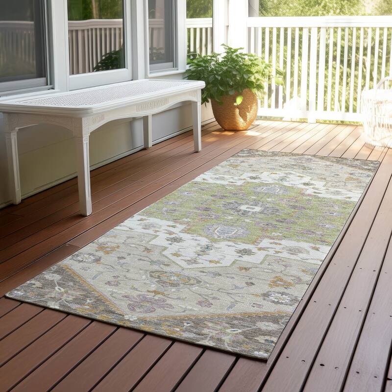 Machine Washable Indoor/ Outdoor Traditional Kolkata Chantille Rug - Taupe - 2'3" x 7'6"