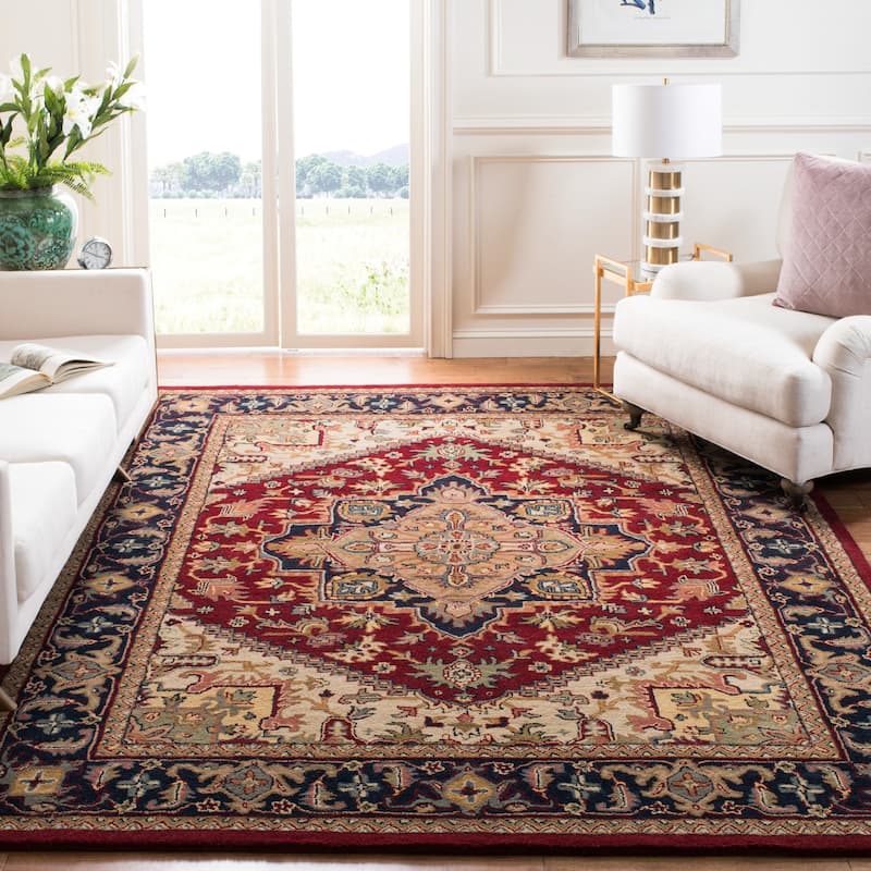 SAFAVIEH Handmade Heritage Carrol Traditional Oriental Wool Rug - 6' x 9' - Red - Rectangle