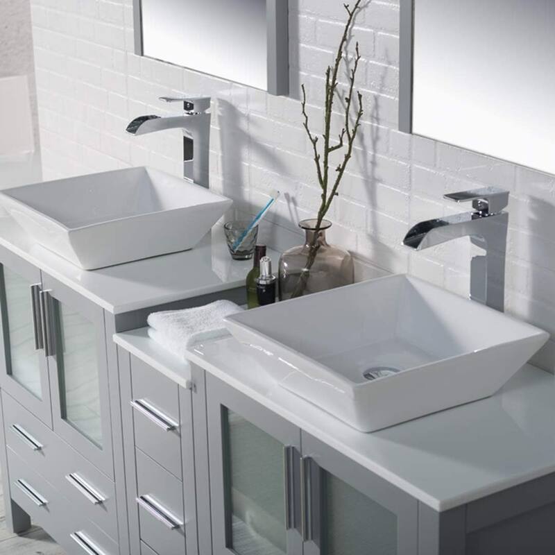Blossom Sydney 72 Inch Double Sink Vanity with Side Cabinet & Mirrors