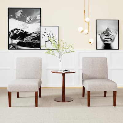 18.7" Side Chairs with Round Wood Table (Set of 2)