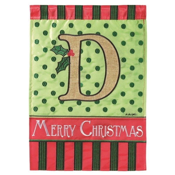 Monogram Merry Christmas Holly "D" Garden Flag 13" x 18" - N/A